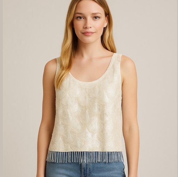 Hong Kong Tops - Vintage Hong Kong Sequin Beaded Tank ✨
